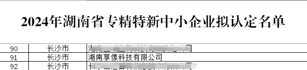2024湖南省专精特新中小企业拟认证名单