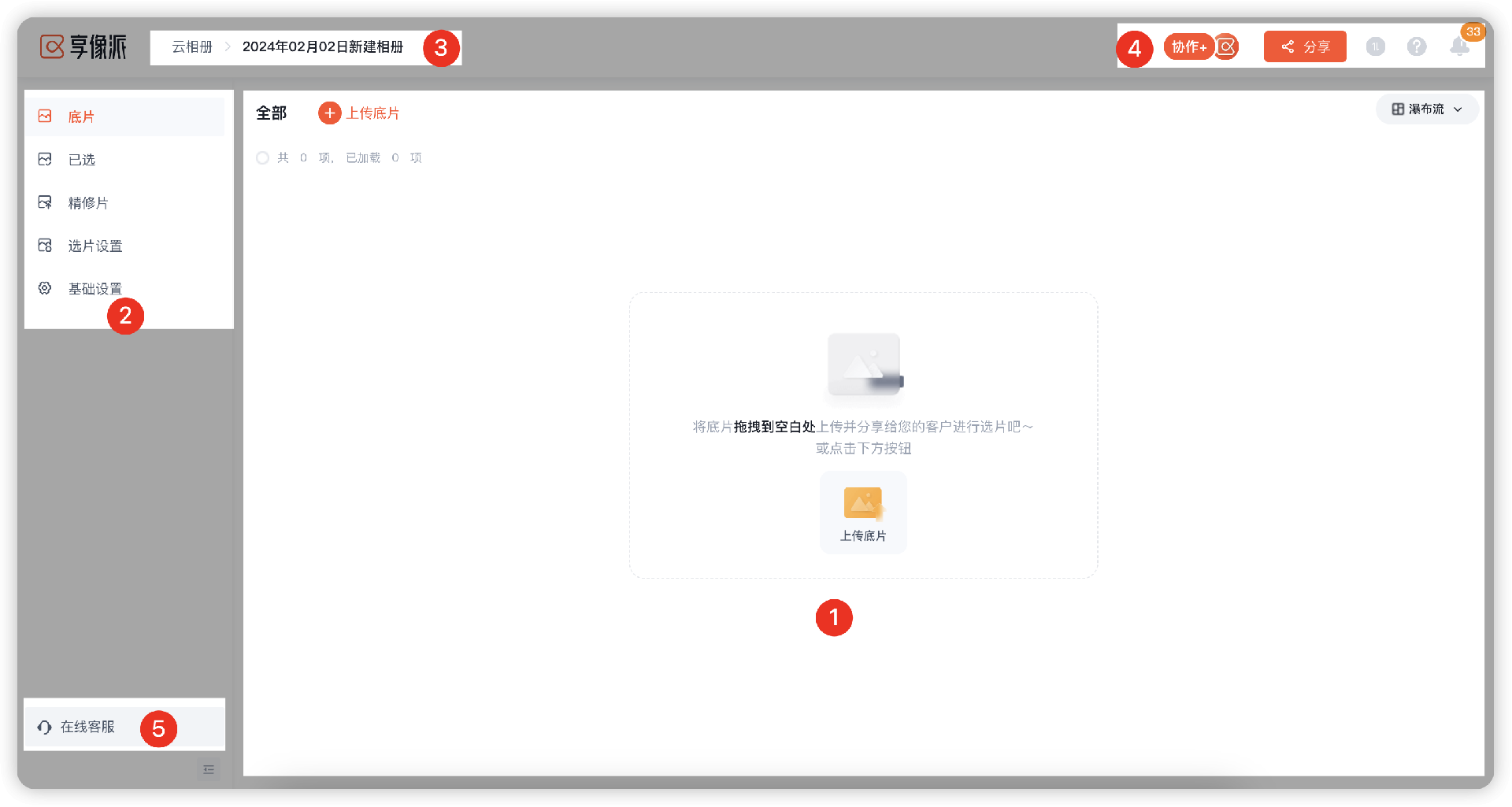 在线选片交付后台图示