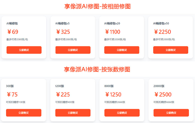 享像派AI修图极具性价比的价格